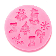 Christmas Theme Fondant Molds, Food Grade Silicone Molds, For DIY Cake Decoration, Chocolate, Candy, UV Resin & Epoxy Resin Craft Making, Mixed Shapes, Hot Pink, 70x8mm, Inner Diameter: 13~24x13~18mm(DIY-I060-01)