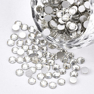 Glass Flat Back Rhinestone Cabochons, Back Plated, Faceted Half Round, Crystal, SS16, 3.8~4x1.5mm, about 1440pcs/bag(RGLA-S002-16SS-37)