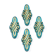 Plating Acrylic Beads, Metal Enlaced, Oval, Dark Turquoise, 30x14x6mm, Hole: 1.2mm, about 346pcs/500g(PACR-N008-029)