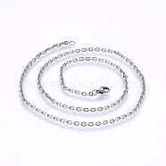 304 Stainless Steel Cable Chain Necklaces, Stainless Steel Color, 19.68 inch(50cm), 3.3mm(NJEW-P226-01P-06)