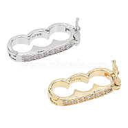 CHGCRAFT 2Pcs 2 Colors 925 Sterling Silver & Zinc Alloy Twister Clasps, with Crystal Rhinestones, 3-Row Fixed clips for Pearl Necklaces, Platinum & Golden, 19.5x8.5x3mm, Hole: 5mm, 1Pc/color(STER-CA0001-07)
