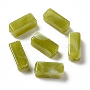 Transparent Acrylic Beads, Two Tone, Cuboid, Olive, 13.5x5.5x5.5mm, Hole: 1.6mm, about: 1150pcs/500g(OACR-Z005-13C)