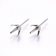 201 Stainless Steel Stud Earring Findings, with 304 Stainless Steel Pin, Stainless Steel Color, 3.5x3.5mm, Pin: 0.8mm(X-STAS-I095--07P-B)