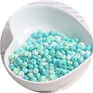 Macaron Baking Paint Glass Seed Beads, Fringe Teardrop Beads, Cyan, 5mm(PW-WGB8861-06)