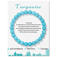 Synthetic Turquoise Beaded Stretch Bracelets, Round, 7-1/2x1/4 inch(19x0.8cm)(PW-WG7FE75-19)