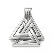 304 Stainless Steel Pendants, Valknut Charm, Antique Silver, 33x28.5x7mm, Hole: 5x6mm(STAS-G303-42AS)