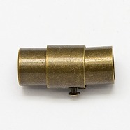 Brass Locking Tube Magnetic Clasps, Column, Antique Bronze, 18x10mm, Hole: 8mm(KK-Q089-AB)