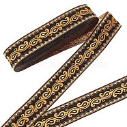 Ethnic Embroidery Polyester Flat Ribbons, Jacquard Ribbon, Black, 1-1/4 inch(33mm), about 9.84 Yards(9m)/Bundle(OCOR-WH0060-38D)