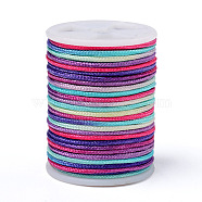 Segment Dyed Polyester Thread, Braided Cord, Colorful, 1.5mm, about 5.46 yards(5m)/roll(NWIR-I013-C-11)