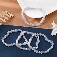 Natural Blue Lace Agate Bead Stretch Bracelets, Tumbled Stone, Nuggets, Inner Diameter: 2~2-1/4 inch(5.2~5.6cm)(BJEW-K213-37)