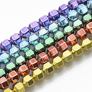 Electroplated Non-magnetic Synthetic Hematite Beads Strands, Mixed Color, 6x5.5x5mm, Hole: 0.9mm, 70~71pcs/strand, 15.94 inch(40.5cm)(G-S365-003A)