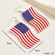 American Flag Earrings for Independence Day Celebration Party Wear Accessories, Mixed Color, 90x40mm(BG2172-2)