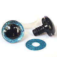 Plastic Safety Craft Eye, with Spacer, PU Sequins Ring, for DIY Doll Toys Puppet Plush Animal Making, Dark Turquoise, 12mm(WG85671-36)