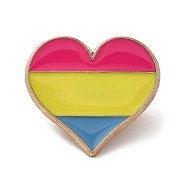Pride Rainbow Theme Enamel Pins, Light Gold Alloy Brooches for Backpack Clothes, Heart, 23x25x1.5mm(JEWB-Q033-01LG-04)