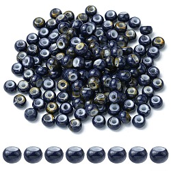 6/0 Opaque Glass Seed Beads, Round Hole, Rondelle, Midnight Blue, 4~4.5x3~4mm, Hole: 0.8~1.5mm, 10g/box(SEED-YW0002-13M)