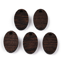 Natural Wenge Wood Pendants, Undyed, Coconut Brown, Oval, 15.5x10.5x3.5mm, Hole: 2mm(WOOD-T023-85B-01)