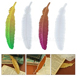 Feather Shape Bookmark DIY Silicone Molds, Resin Casting Molds, for UV Resin, Epoxy Resin Craft Making, White, 161x36x4.5mm(DIY-K071-03)