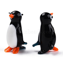 Handmade Lampwork Home Decorations, 3D Penguin Ornaments for Gift, Black, 28.5~32x29~32x50.5~52mm(LAMP-T011-74)