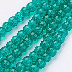 Crackle Glass Beads Strands, Round, Medium Sea Green, 10mm, Hole: 1.3~1.6mm, about 80pcs/strand, 31.4 inch(X-CCG-Q001-10mm-15)