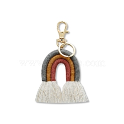 Boho Rainbow Keychain Mini Macrame Rainbow Cute Keychain Weaving Rainbow Tassel Keychain for Women Girls, Gray, 11x6cm(FIND-SZC0013-276)