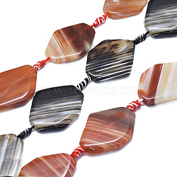 Natural Banded Agate/Striped Agate Beads Strands, Dyed & Heated, Rhombus, Mixed Color, 38~40x27~30x5.5~7mm, Hole: 2~3mm, about 8pcs/strand, 15.5 inch(39.5cm)(G-I245-59)