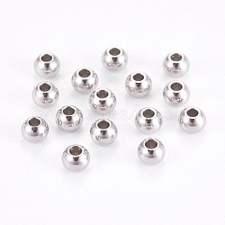 304 Stainless Steel Smooth Round Spacer Beads, Stainless Steel Color, 4x3mm, Hole: 1.5mm(X-STAS-M006-01D)