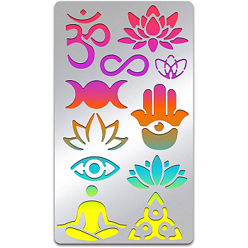 Chakra Stainless Steel Cutting Dies Stencils, for DIY Scrapbooking/Photo Album, Decorative Embossing DIY Paper Card, Matte Stainless Steel Color, Yoga Pattern, 177x101mm