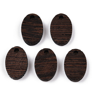 Natural Wenge Wood Pendants, Undyed, Coconut Brown, Oval, 15.5x10.5x3.5mm, Hole: 2mm