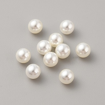 Plastic Imitation Pearl Beads, Round, Seashell Color, 5mm
