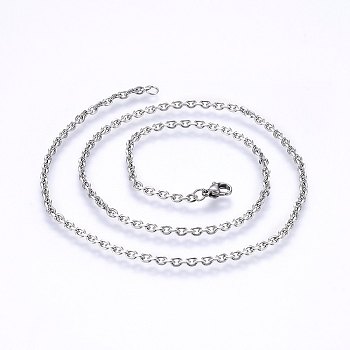 304 Stainless Steel Cable Chain Necklaces, Stainless Steel Color, 19.68 inch(50cm), 3.3mm
