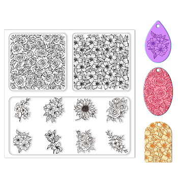 Silicone Clay Texture Mat, Clay Modeling Pattern Pad, Flower, 140x140x3mm