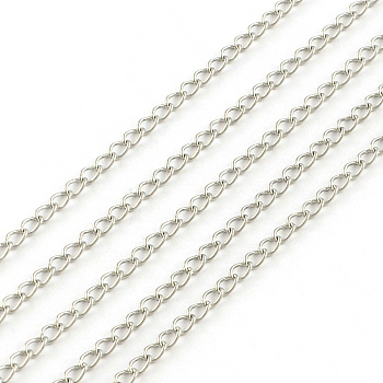 304 Stainless Steel Curb Chains, Twisted Chains, Soldered, Stainless Steel Color, 3x2x0.4mm