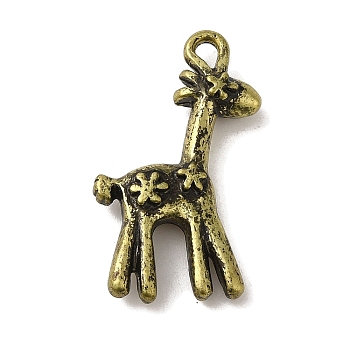 Tibetan Style Alloy Pendants, Cadmium Free & Lead Free, Giraffe Charms, Antique Bronze, 30.5x17x5mm, Hole: 3x2mm