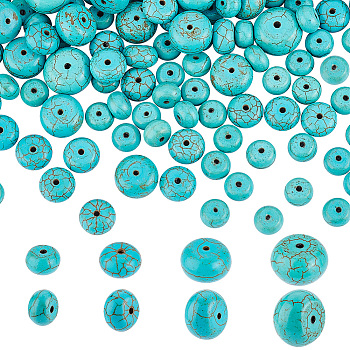 Elite 200Pcs 5 Styles Synthetic Turquoise Beads, Dyed, Rondelle, 8~14x5~9mm, Hole: 1~1.4mm