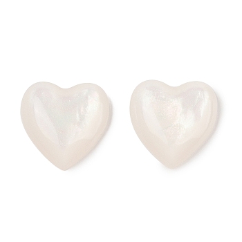 Opaque Resin Decoden Cabochons, Heart, White, 14x14x4mm