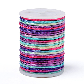 Segment Dyed Polyester Thread, Braided Cord, Colorful, 1.5mm, about 5.46 yards(5m)/roll