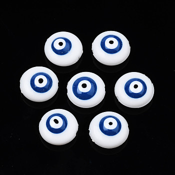 Transparent Acrylic Beads, with Enamel, Eye, Medium Blue, 12x6mm, Hole: 1.4mm