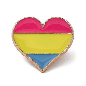 Pride Rainbow Theme Enamel Pins, Light Gold Alloy Brooches for Backpack Clothes, Heart, 23x25x1.5mm