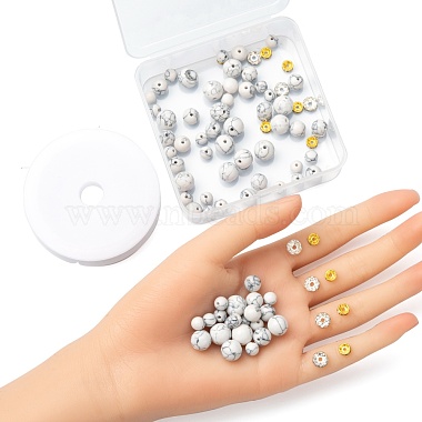 96 pièces kit de perles rondes en howlite synthétique pour la fabrication de bijoux à bricoler soi-même(DIY-FS0002-02)-4