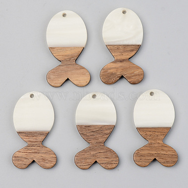 Opaque Resin & Walnut Wood Pendants(RESI-S389-053A-C04)-2