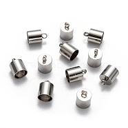 Smooth Surface 201 Stainless Steel Cord Ends, Stainless Steel Color, 12x9mm, Hole: 3mm, 8mm Inner Diameter(STAS-R063-95)