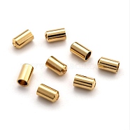Brass Cord End, End Caps Long-Lasting Plated, Column, Real 24K Gold Plated, 5x3mm, Hole: 1mm, Inner Diameter: 1.5mm(KK-H759-36A-G)