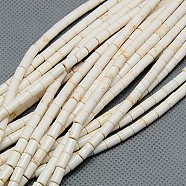 Synthetic Turquoise Beads Strands, Dyed, Column, Creamy White, 5x3mm, Hole: 1mm, about 72pcs/strand, 15.2 inch(TURQ-G120-3x5mm-12)
