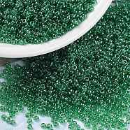 MIYUKI Round Rocailles Beads, Japanese Seed Beads, 15/0, (RR173) Transparent Green Luster, 1.5mm, Hole: 0.7mm, about 5555pcs/10g(X-SEED-G009-RR0173)