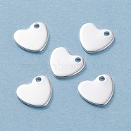 201 Stainless Steel Stamping Blank Tag Pendants, Heart, Silver, 9.5x10.5x1.5mm, Hole: 1.9mm(STAS-I100-10S)