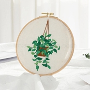 Plant Pattern DIY Embroidery Beginner Kit, including Embroidery Needles & Thread, Cotton Linen Fabric, Sea Green, 27x27cm(DIY-P077-022)