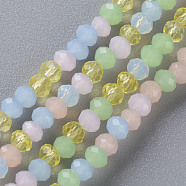 Transparent Glass Beads Strands, Faceted Rondelle, Mixed Color, 3x2.5mm, Hole: 0.6mm, about 192~195pcs/strand, 16.93 inch~17.52 inch(43cm~44.5cm)(GLAA-T006-09-A01)