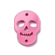 Skull Opaque Acrylic Connector Charms, Deep Pink, 21.5x15x2.5mm, Hole: 1.6mm(OACR-B027-02B)