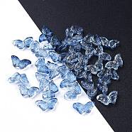 Electroplate Transparent Glass Beads, with Glitter Powder, Butterfly, Cornflower Blue, 14.5x8x3.5mm, Hole: 0.8mm(X1-EGLA-L027-E-B06)