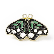 Butterfly Enamel Pin, Gold Plated Alloy Badge for Backpack Clothes, Medium Sea Green, 19x30.5x1.5mm(JEWB-E016-05G-01)